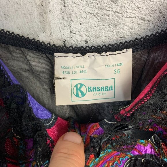 Vintage Lingerie Sheer Lace Mesh Cami Crop Top with Garter Suspenders - Picture 11 of 14